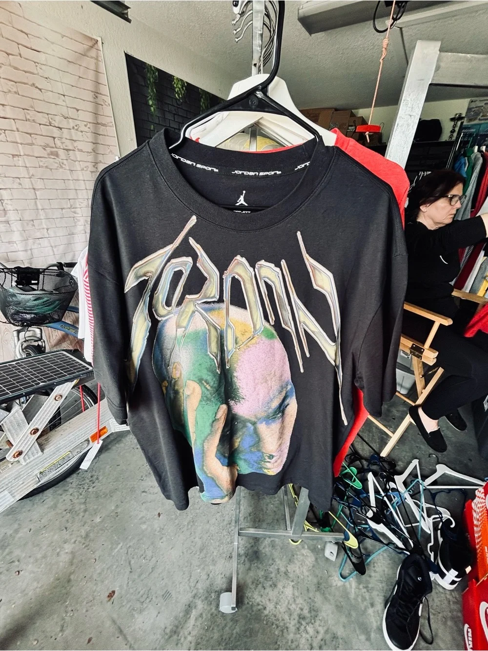 Jordan Cream Short-Sleeve Tee with Red Graphic
